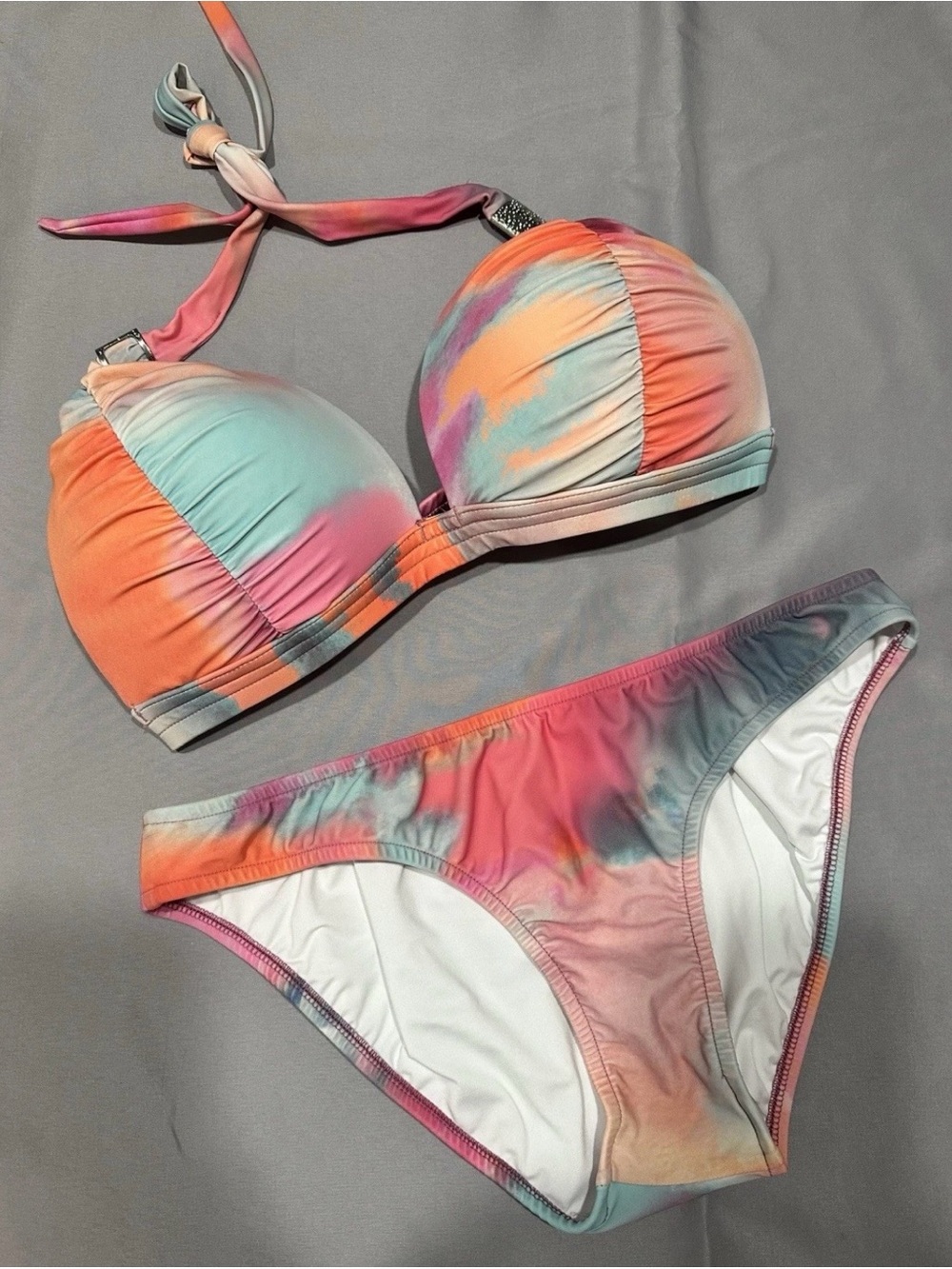 Venus Goddess Push Up halter bikini top & bottom Multi-colored